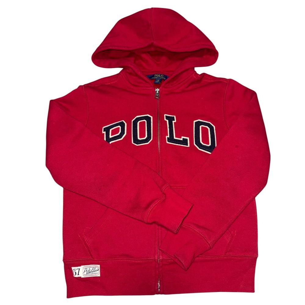 Kids Polo Ralph‎ Lauren Red Zip Up Hoodie Sweatshirt Size S/P (8)